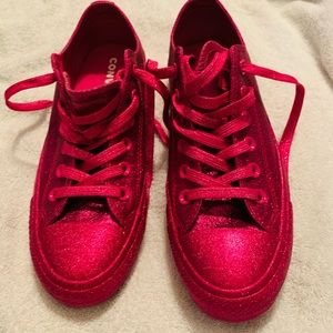 CONVERSE - Low top PINK GLITTER 💗Worn ONCE ! 💗